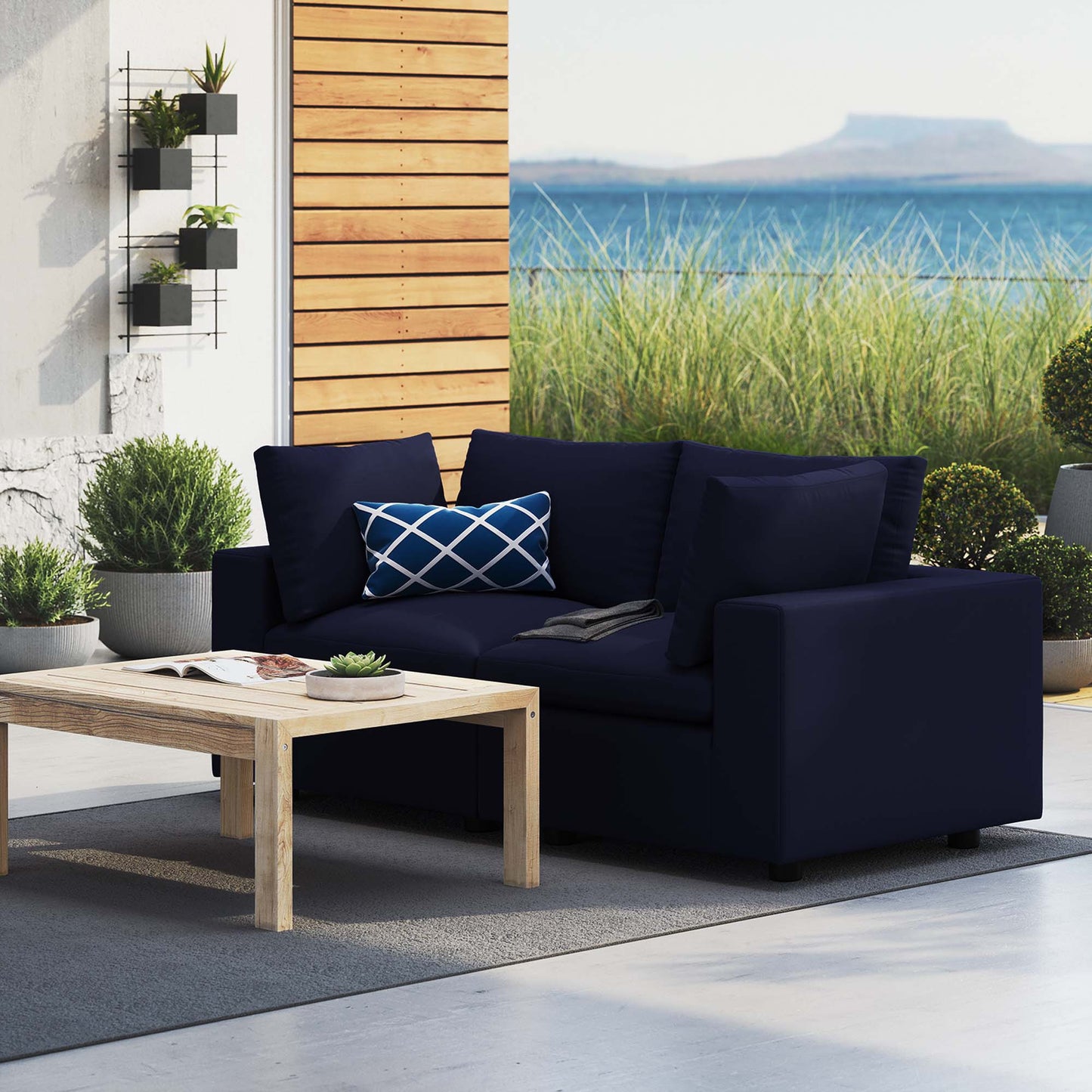 Modway Furniture Commix Sunbrella Outdoor Patio Loveseat Outdoor Patio Sectional by Modway - EEI-5577-NAV