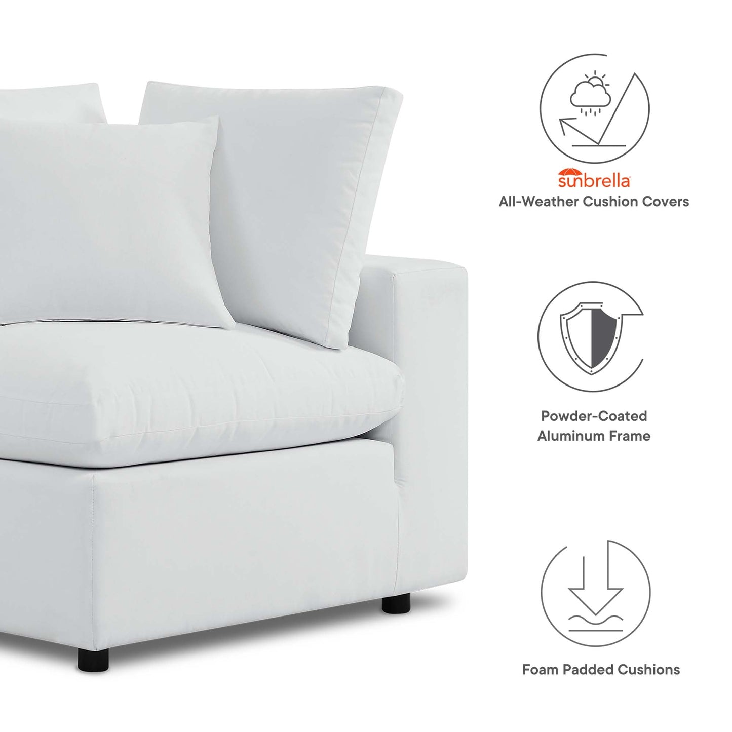 Modway Furniture Commix Sunbrella Outdoor Patio Sofa by Modway - EEI-5579-WHI