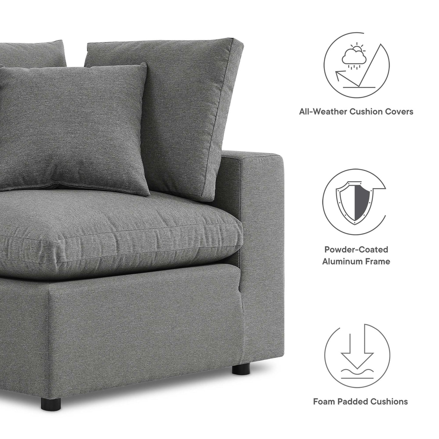 Modway Furniture Commix 4-Piece Outdoor Patio Sectional Sofa by Modway - EEI-5580-CHA