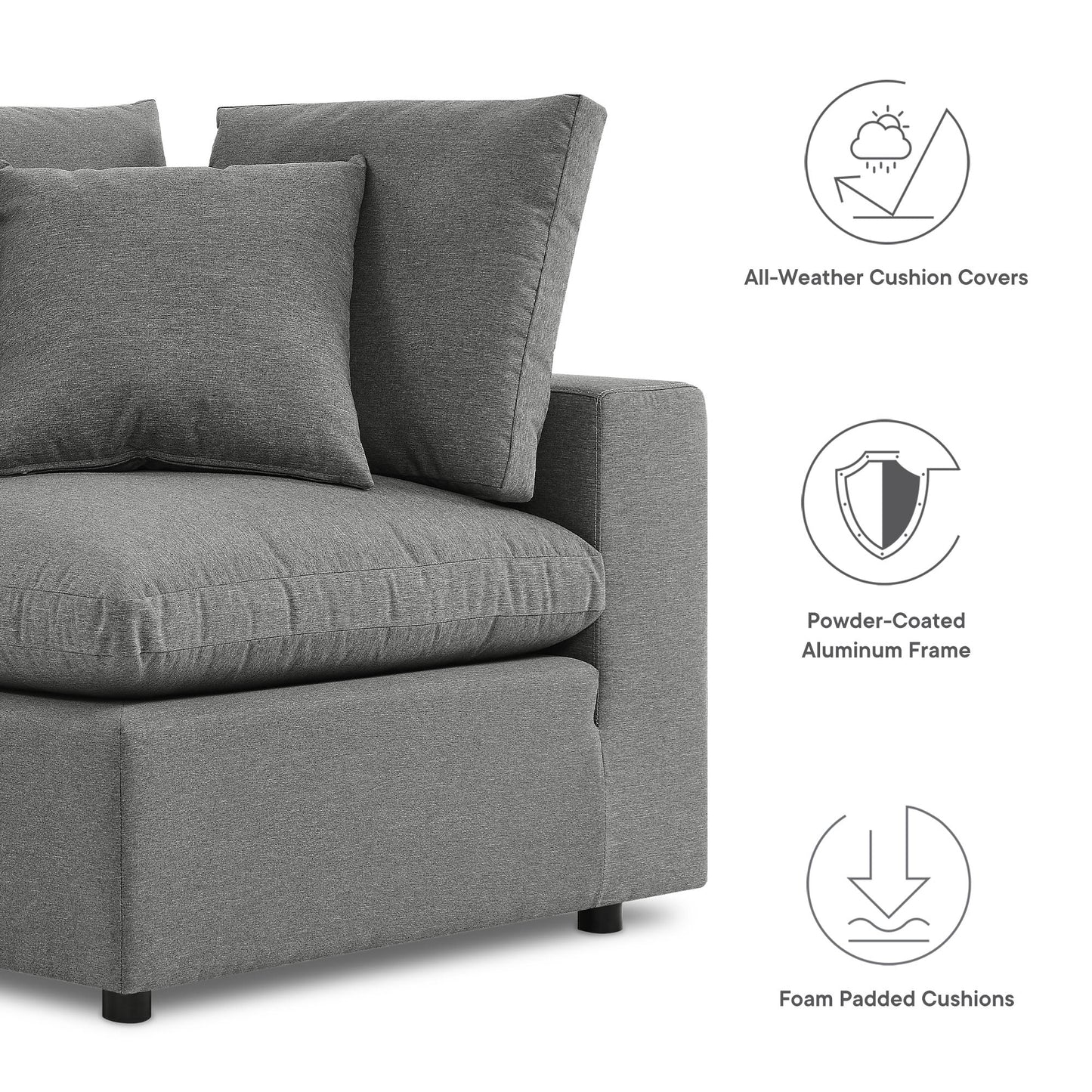 Modway Furniture Commix 6-Piece Outdoor Patio Sectional Sofa by Modway - EEI-5585-CHA