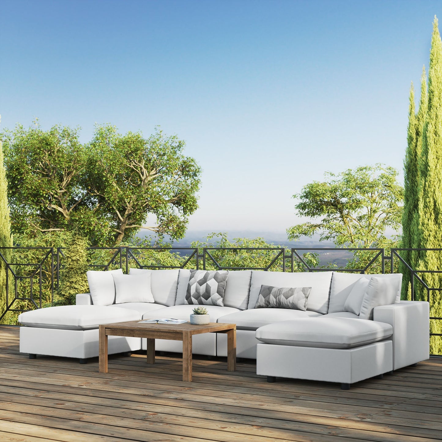 Modway Furniture Commix 6-Piece Outdoor Patio Sectional Sofa by Modway - EEI-5585-CHA