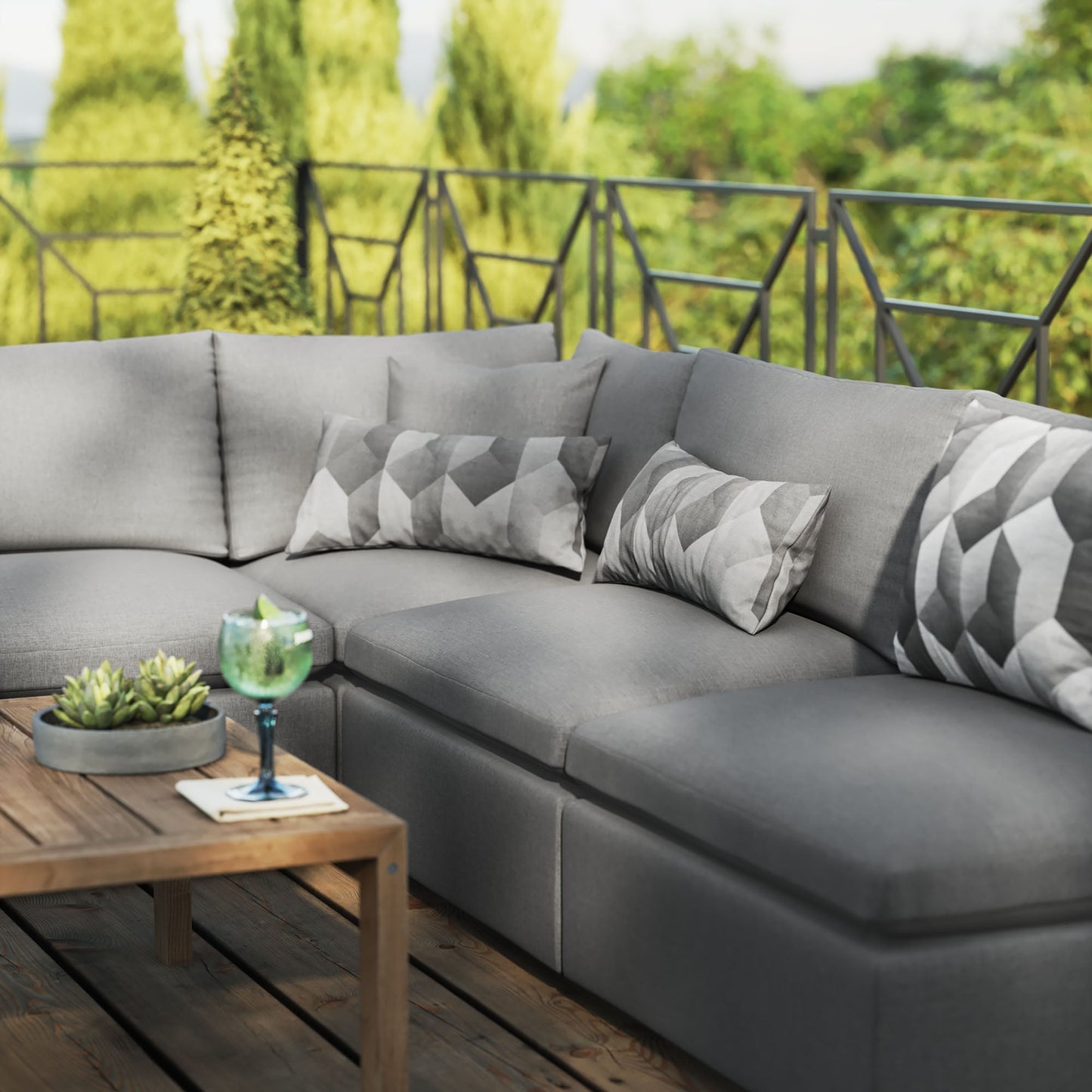 Modway Furniture Commix 5-Piece Outdoor Patio Sectional Sofa by Modway – EEI-5587-CHA