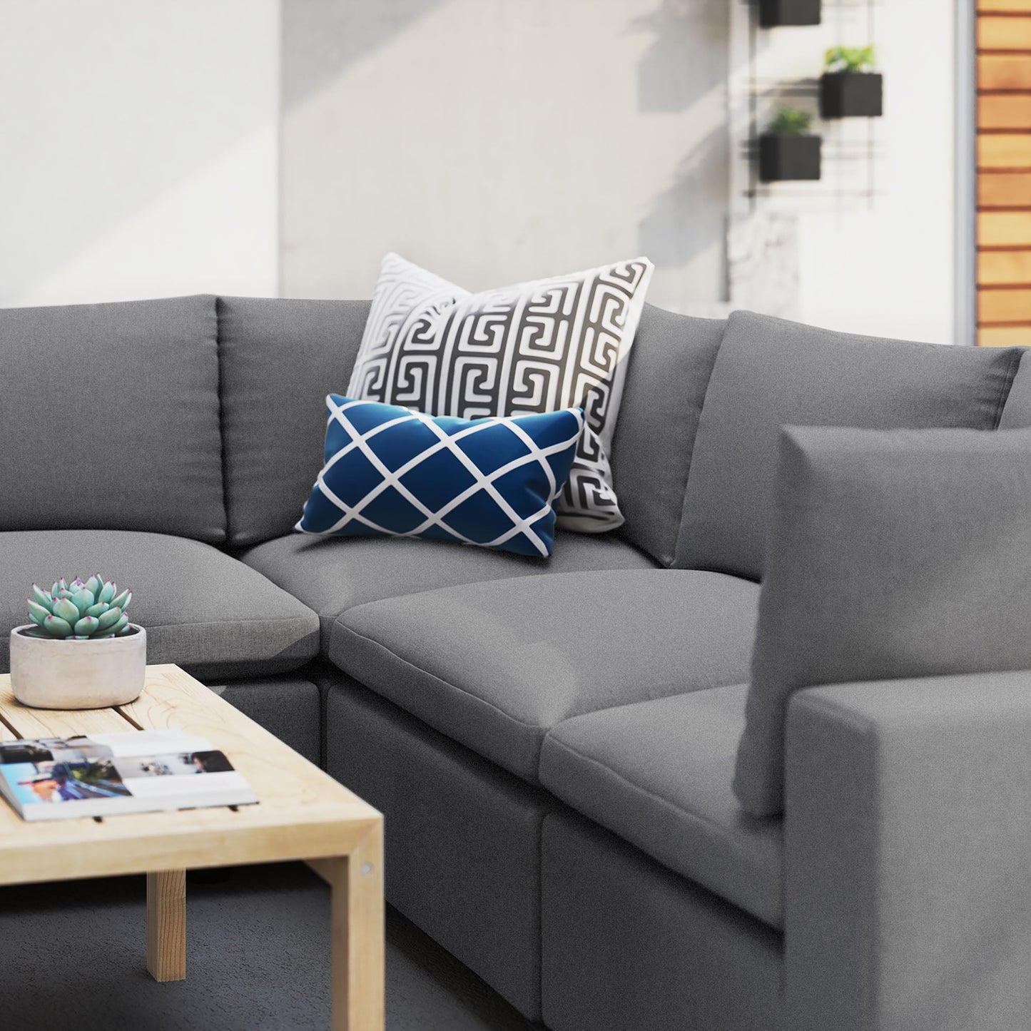 Modway Furniture Commix 5-Piece Sunbrella Outdoor Patio Sectional Sofa by Modway – EEI-5590