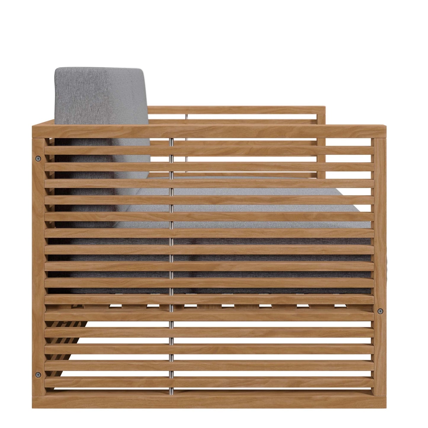 Modway Furniture Carlsbad Teak Wood Outdoor Patio Loveseat - EEI-5605-NAT-GRY