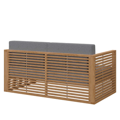Modway Furniture Carlsbad Teak Wood Outdoor Patio Loveseat - EEI-5605-NAT-GRY