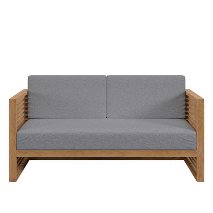 Modway Furniture Carlsbad Teak Wood Outdoor Patio Loveseat - EEI-5605-NAT-GRY