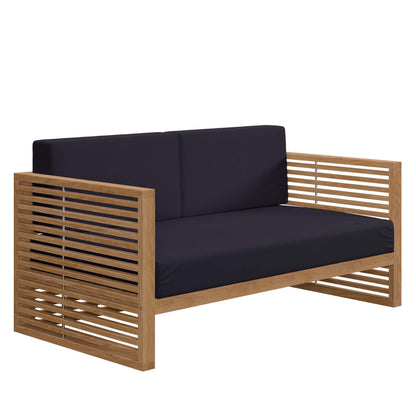 Modway Furniture Carlsbad Teak Wood Outdoor Patio Loveseat - EEI-5605-NAT-GRY