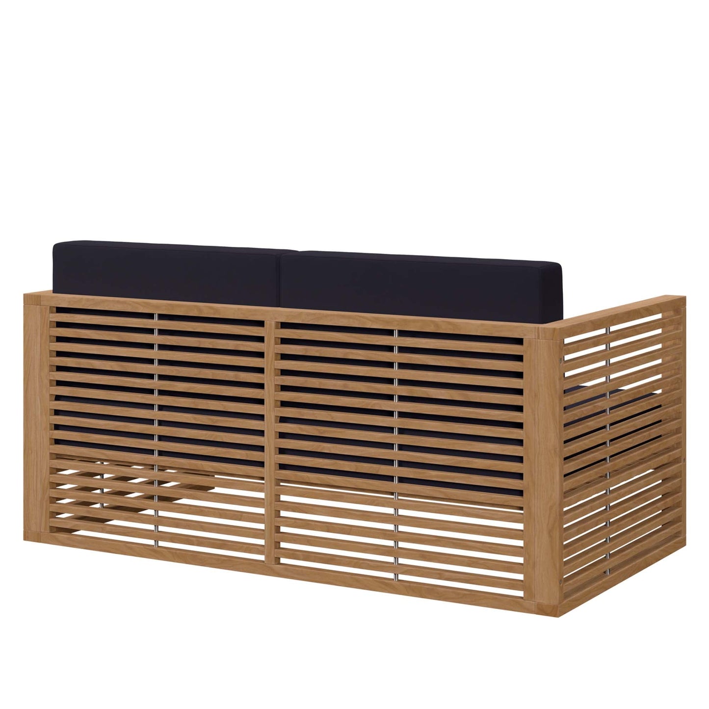Modway Furniture Carlsbad Teak Wood Outdoor Patio Loveseat - EEI-5605-NAT-GRY