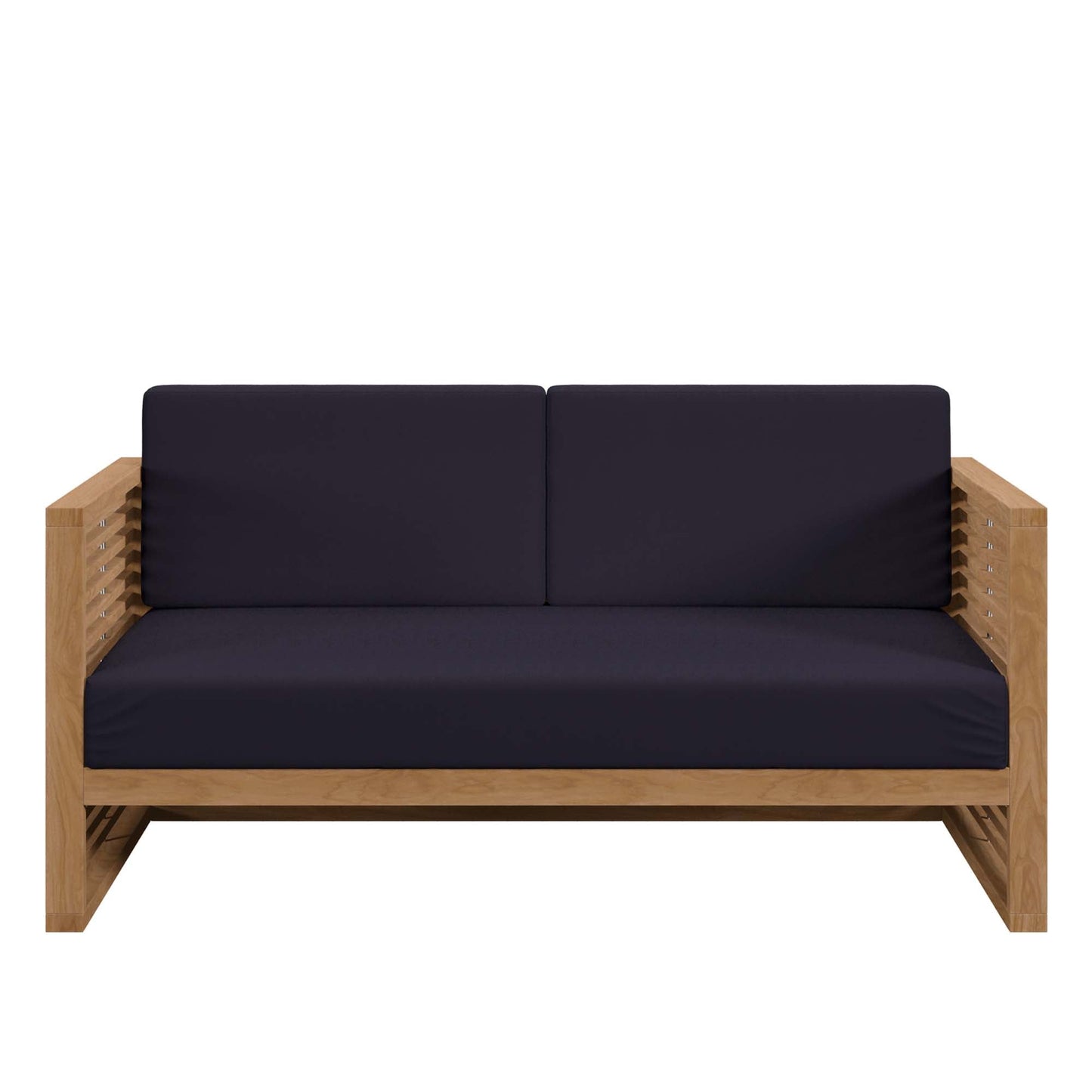Modway Furniture Carlsbad Teak Wood Outdoor Patio Loveseat - EEI-5605-NAT-GRY