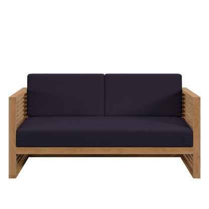 Modway Furniture Carlsbad Teak Wood Outdoor Patio Loveseat - EEI-5605-NAT-GRY