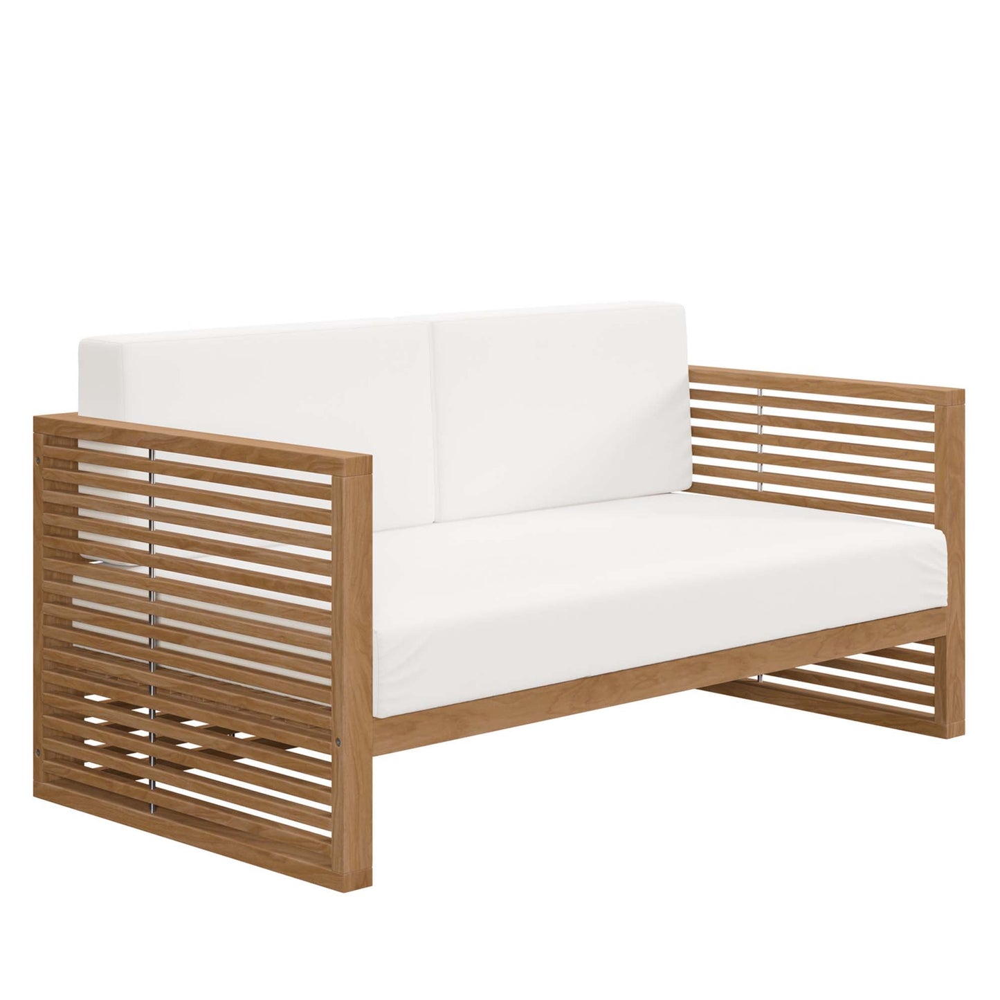Modway Furniture Carlsbad Teak Wood Outdoor Patio Loveseat - EEI-5605-NAT-GRY