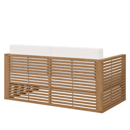 Modway Furniture Carlsbad Teak Wood Outdoor Patio Loveseat - EEI-5605-NAT-GRY