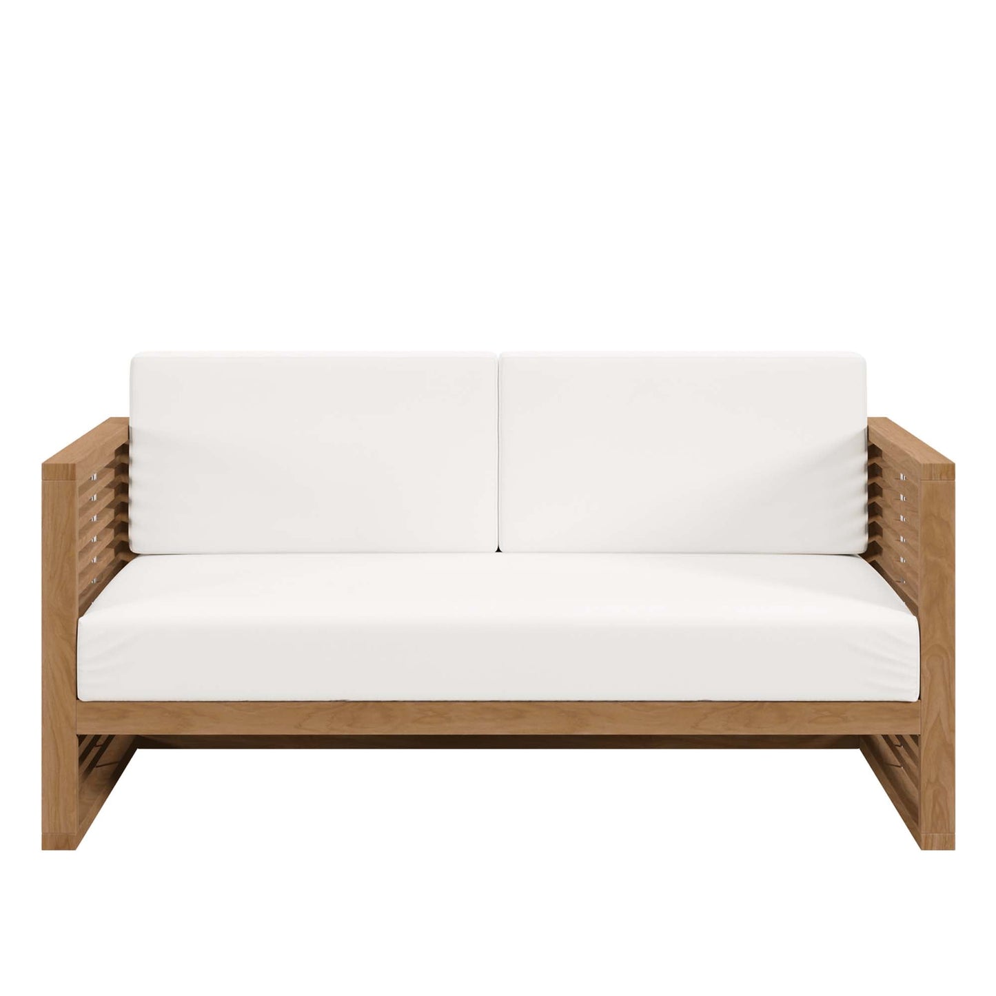 Modway Furniture Carlsbad Teak Wood Outdoor Patio Loveseat - EEI-5605-NAT-GRY
