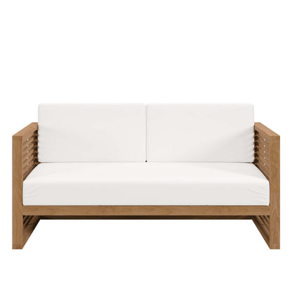 Modway Furniture Carlsbad Teak Wood Outdoor Patio Loveseat - EEI-5605-NAT-GRY