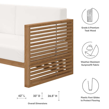 Modway Furniture Carlsbad Teak Wood Outdoor Patio Loveseat - EEI-5605-NAT-GRY