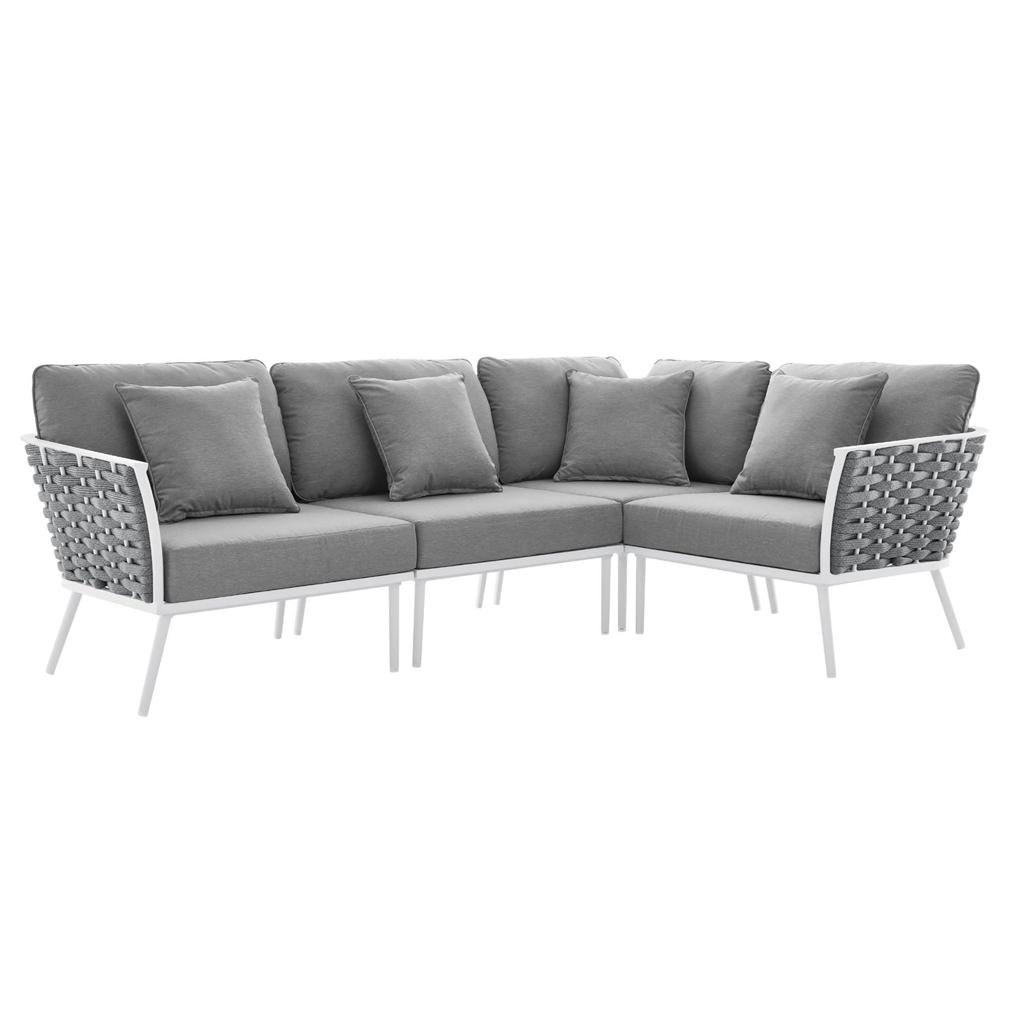 Modway Furniture Stance Outdoor Patio Aluminum Large Sectional Sofa by Modway - EEI-5753-WHI-GRY