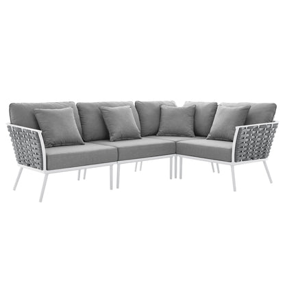 Modway Furniture Stance Outdoor Patio Aluminum Large Sectional Sofa by Modway - EEI-5753-WHI-GRY