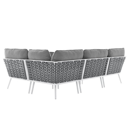 Modway Furniture Stance Outdoor Patio Aluminum Large Sectional Sofa by Modway - EEI-5753-WHI-GRY