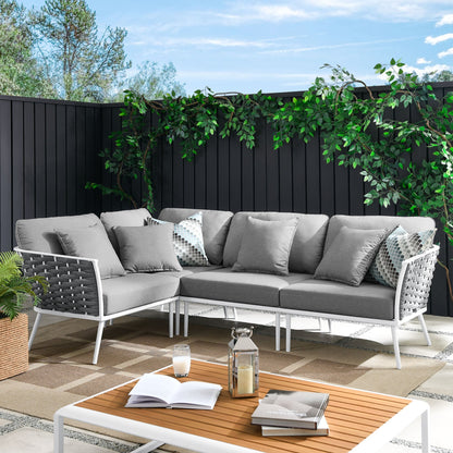 Modway Furniture Stance Outdoor Patio Aluminum Large Sectional Sofa by Modway - EEI-5753-WHI-GRY