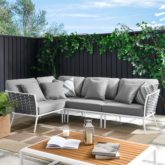Modway Furniture Stance Outdoor Patio Aluminum Large Sectional Sofa by Modway - EEI-5753-WHI-GRY