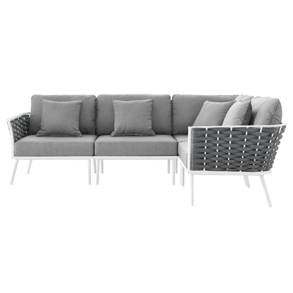 Modway Furniture Stance Outdoor Patio Aluminum Large Sectional Sofa by Modway - EEI-5753-WHI-GRY