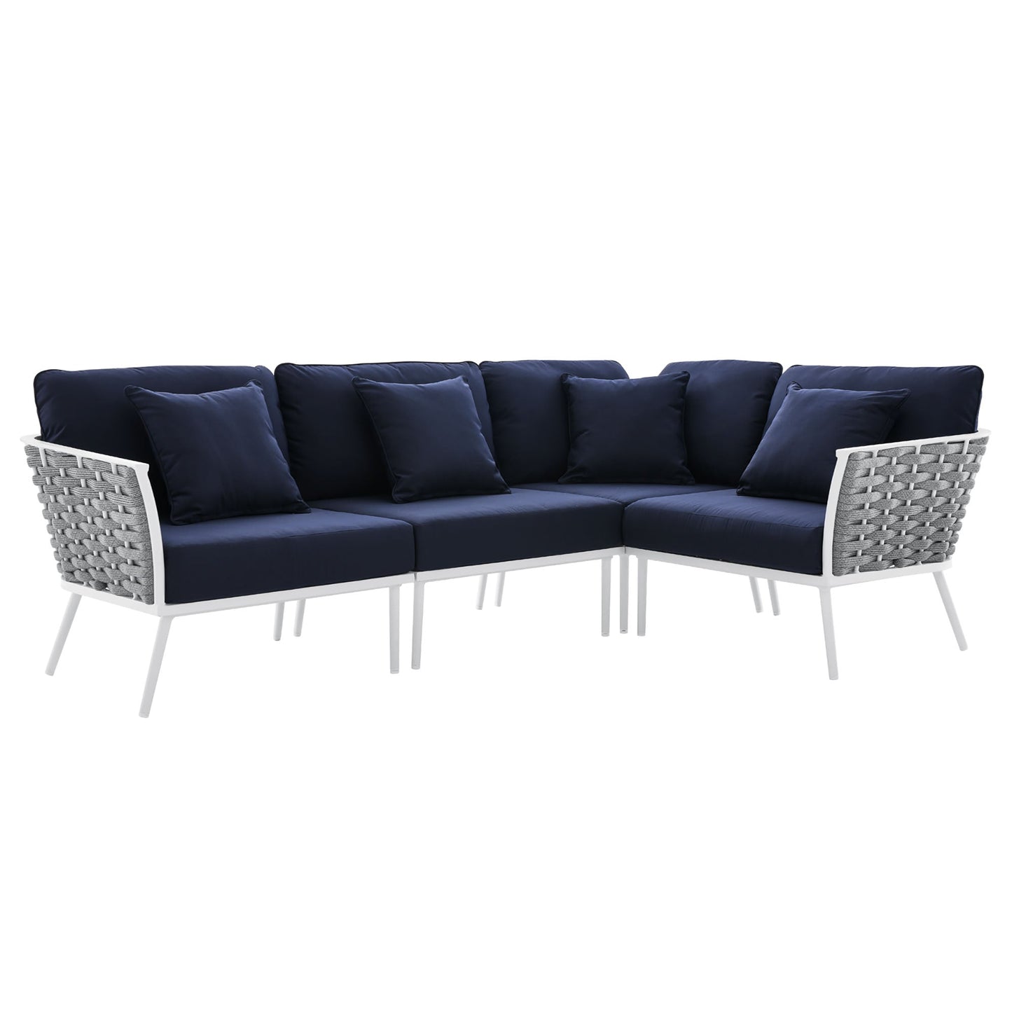 Modway Furniture Stance Outdoor Patio Aluminum Large Sectional Sofa by Modway - EEI-5753-WHI-GRY