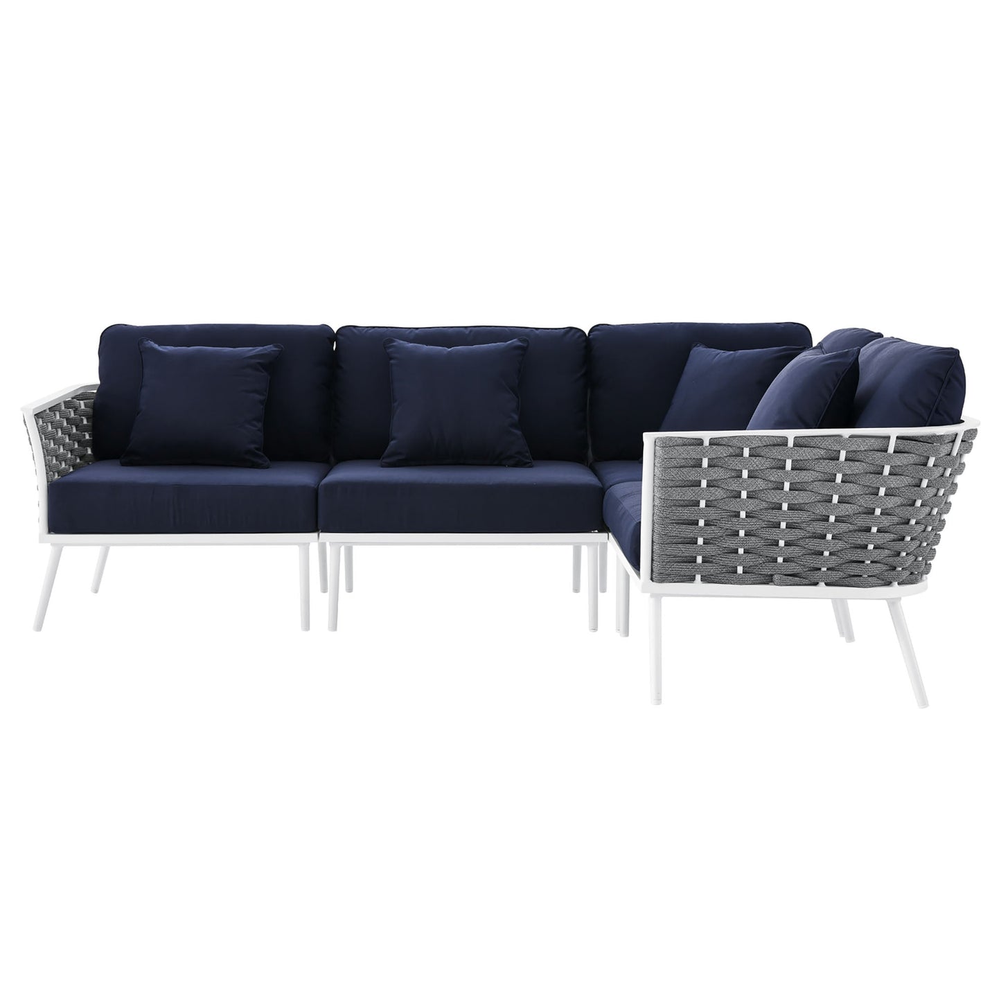 Modway Furniture Stance Outdoor Patio Aluminum Large Sectional Sofa by Modway - EEI-5753-WHI-GRY