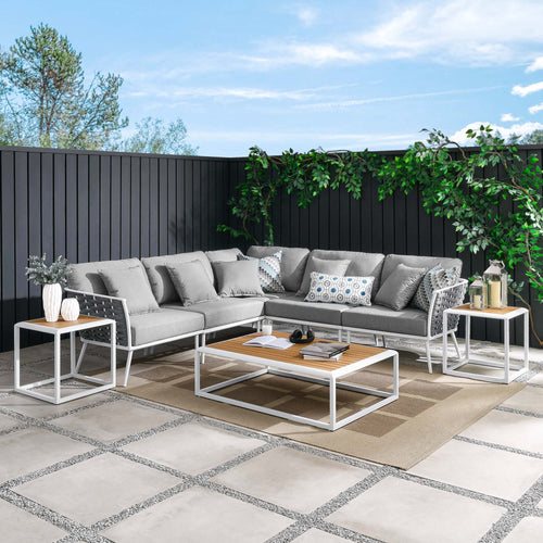 Modway Furniture Stance 8 Piece Outdoor Patio Aluminum Sectional Sofa Set by Modway - EEI-5757-WHI-GRY