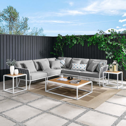 Modway Furniture Stance 8 Piece Outdoor Patio Aluminum Sectional Sofa Set by Modway - EEI-5757-WHI-GRY