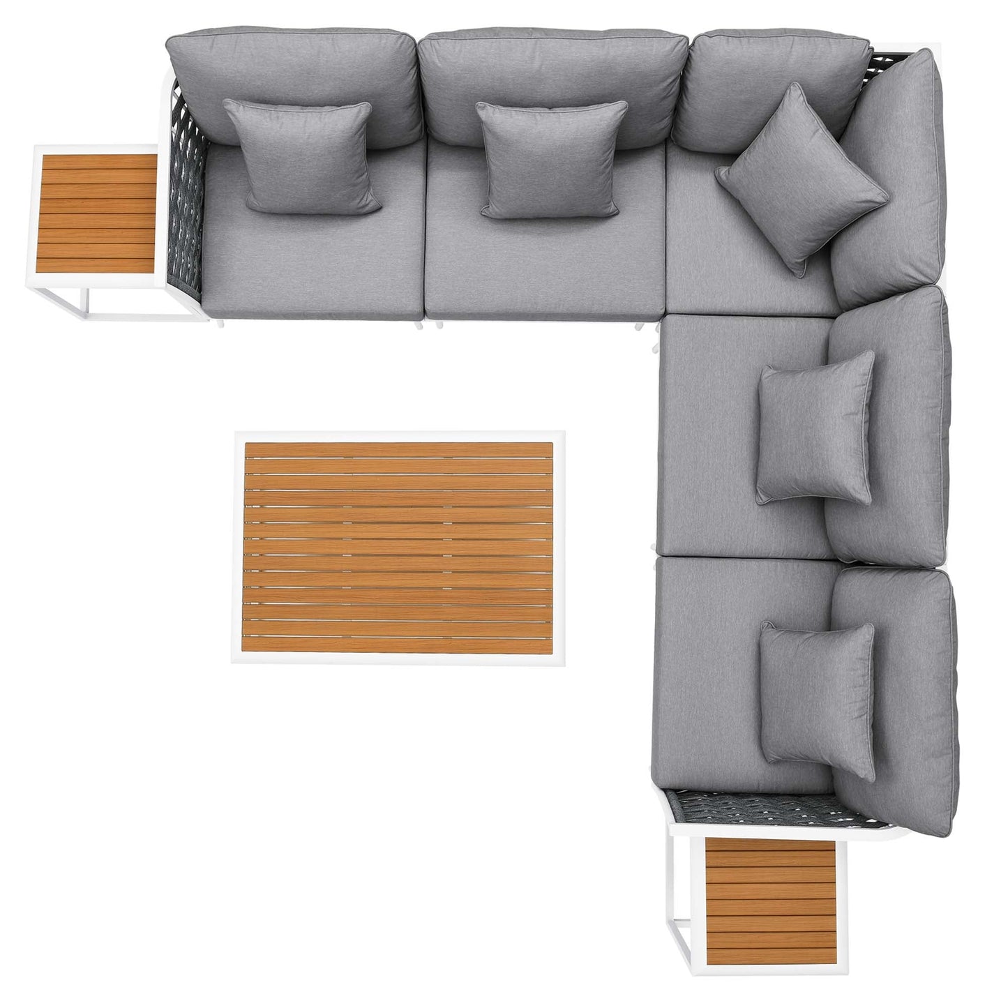Modway Furniture Stance 8 Piece Outdoor Patio Aluminum Sectional Sofa Set by Modway - EEI-5757-WHI-GRY