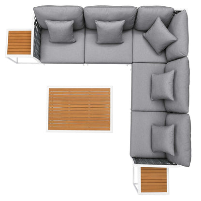 Modway Furniture Stance 8 Piece Outdoor Patio Aluminum Sectional Sofa Set by Modway - EEI-5757-WHI-GRY