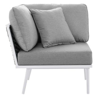 Modway Furniture Stance 8 Piece Outdoor Patio Aluminum Sectional Sofa Set by Modway - EEI-5757-WHI-GRY
