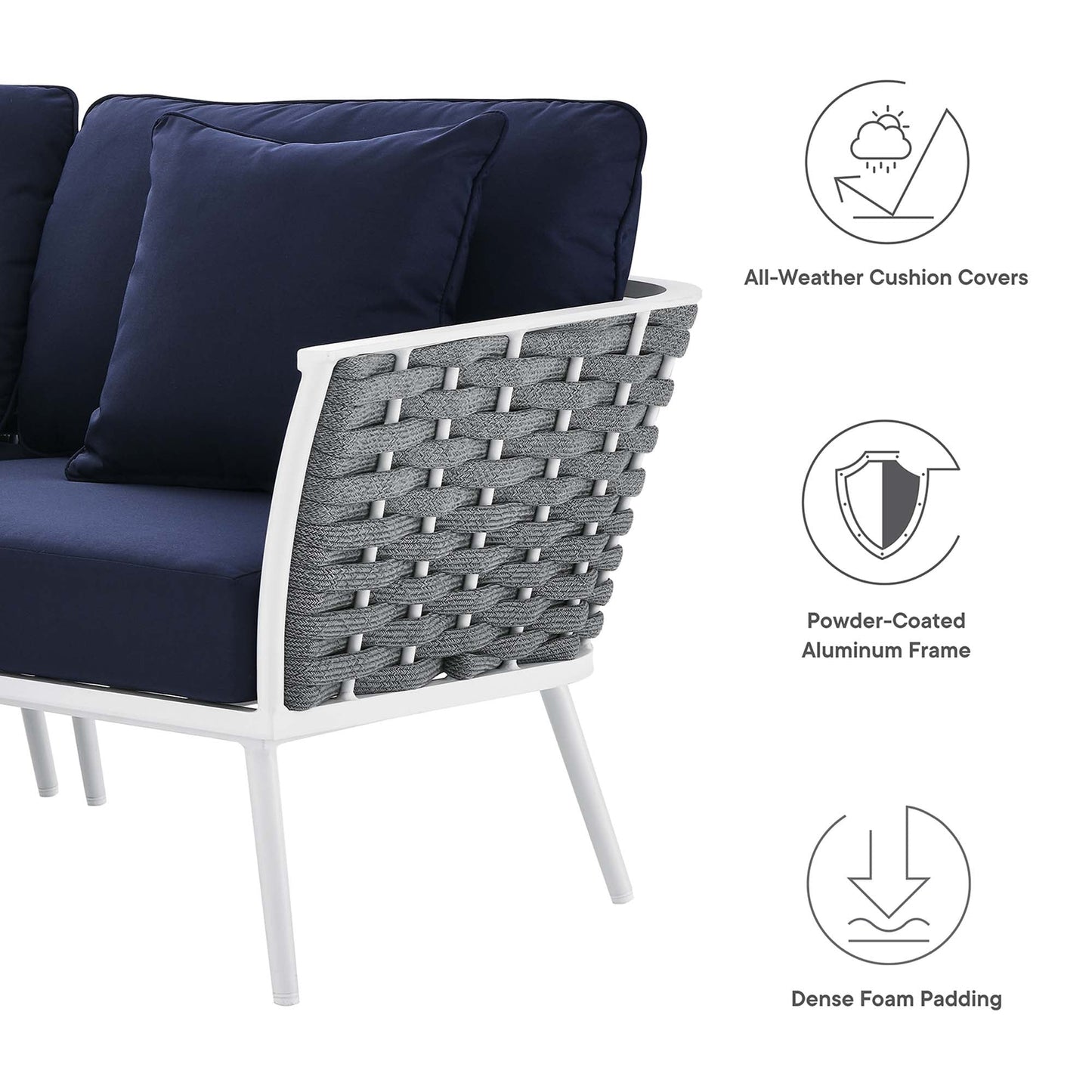 Modway Furniture Stance 8 Piece Outdoor Patio Aluminum Sectional Sofa Set by Modway - EEI-5757-WHI-GRY