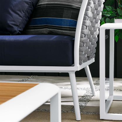 Modway Furniture Stance 8 Piece Outdoor Patio Aluminum Sectional Sofa Set by Modway - EEI-5757-WHI-GRY