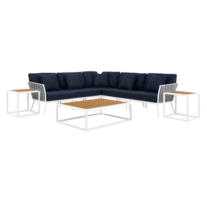 Modway Furniture Stance 8 Piece Outdoor Patio Aluminum Sectional Sofa Set by Modway - EEI-5757-WHI-GRY