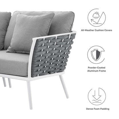 Modway Furniture Stance 9 Piece Aluminum Outdoor Patio Aluminum Sectional Sofa Set by Modway - EEI-5758-WHI-GRY
