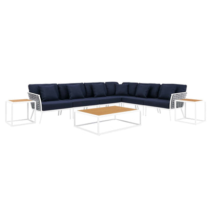 Modway Furniture Stance 9 Piece Aluminum Outdoor Patio Aluminum Sectional Sofa Set by Modway - EEI-5758-WHI-GRY