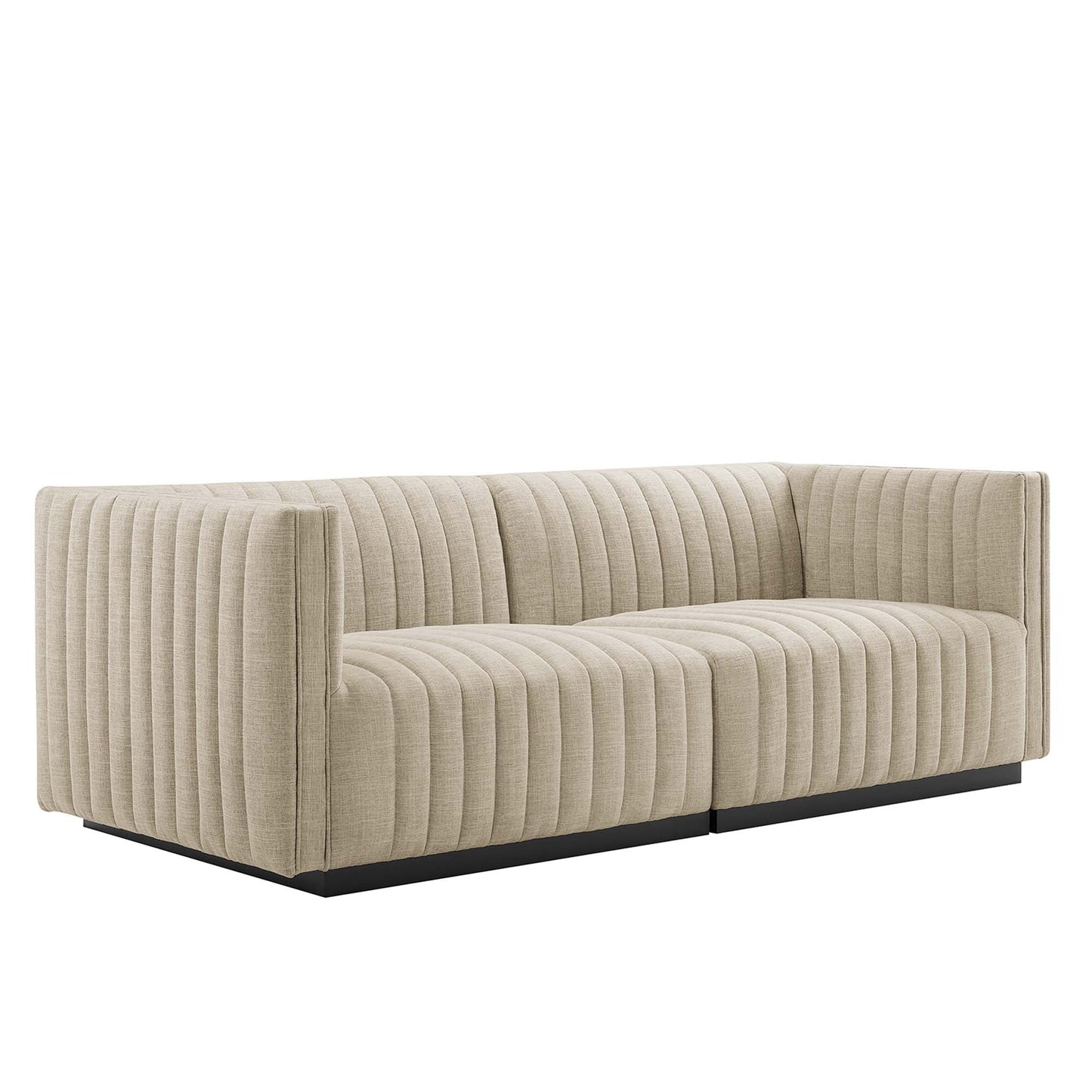 Modway Furniture Conjure Channel Tufted Upholstered Fabric Loveseat - Modern Elegance for Your Living Room Oasis - EEI-5786-BLK-WHI