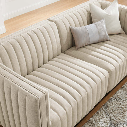 Modway Furniture Conjure Channel Tufted Upholstered Fabric Loveseat - Modern Elegance for Your Living Room Oasis - EEI-5786-BLK-WHI