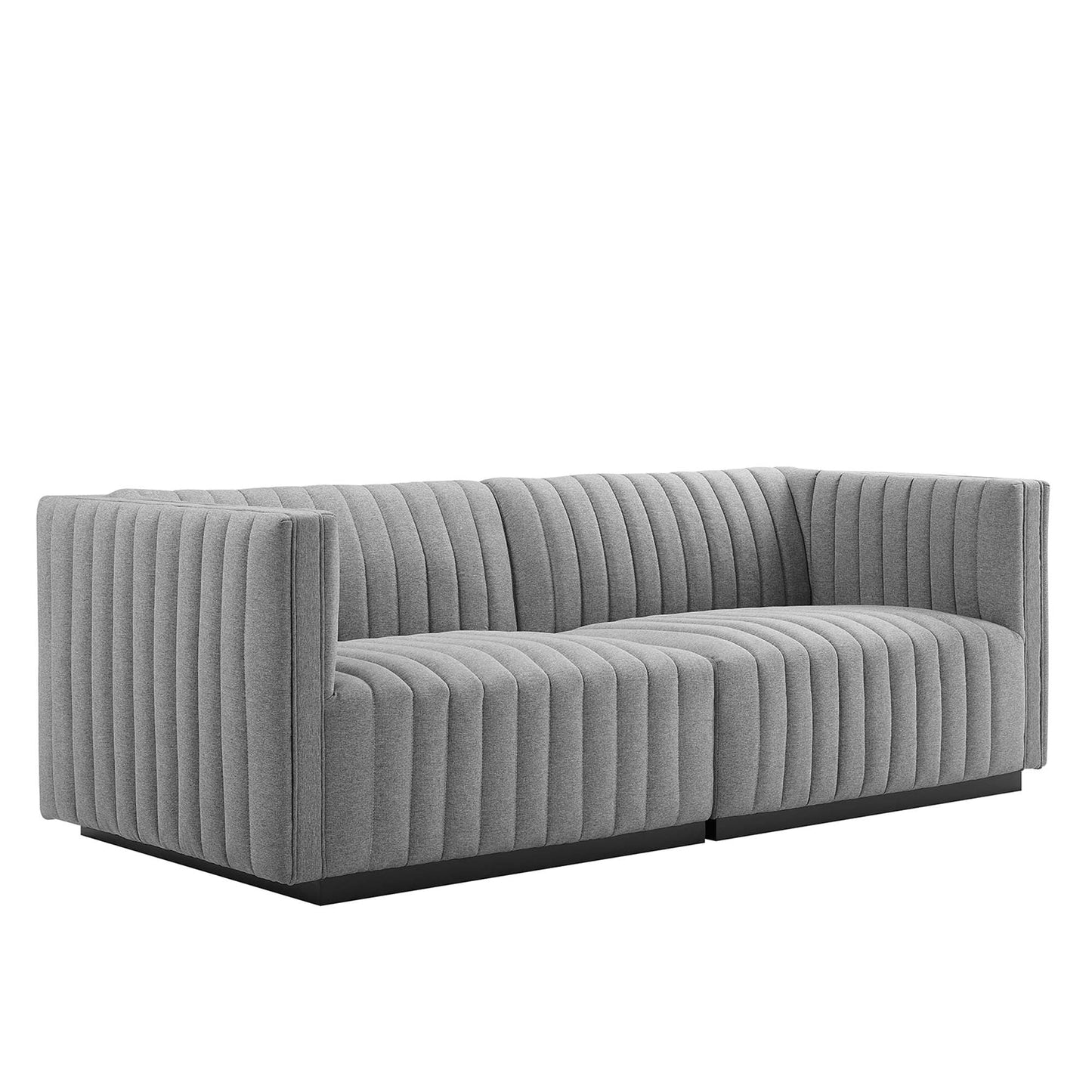 Modway Furniture Conjure Channel Tufted Upholstered Fabric Loveseat - Modern Elegance for Your Living Room Oasis - EEI-5786-BLK-WHI
