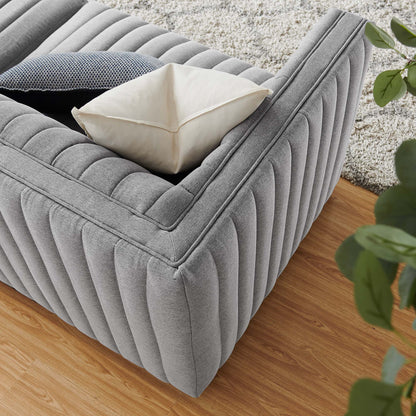 Modway Furniture Conjure Channel Tufted Upholstered Fabric Loveseat - Modern Elegance for Your Living Room Oasis - EEI-5786-BLK-WHI