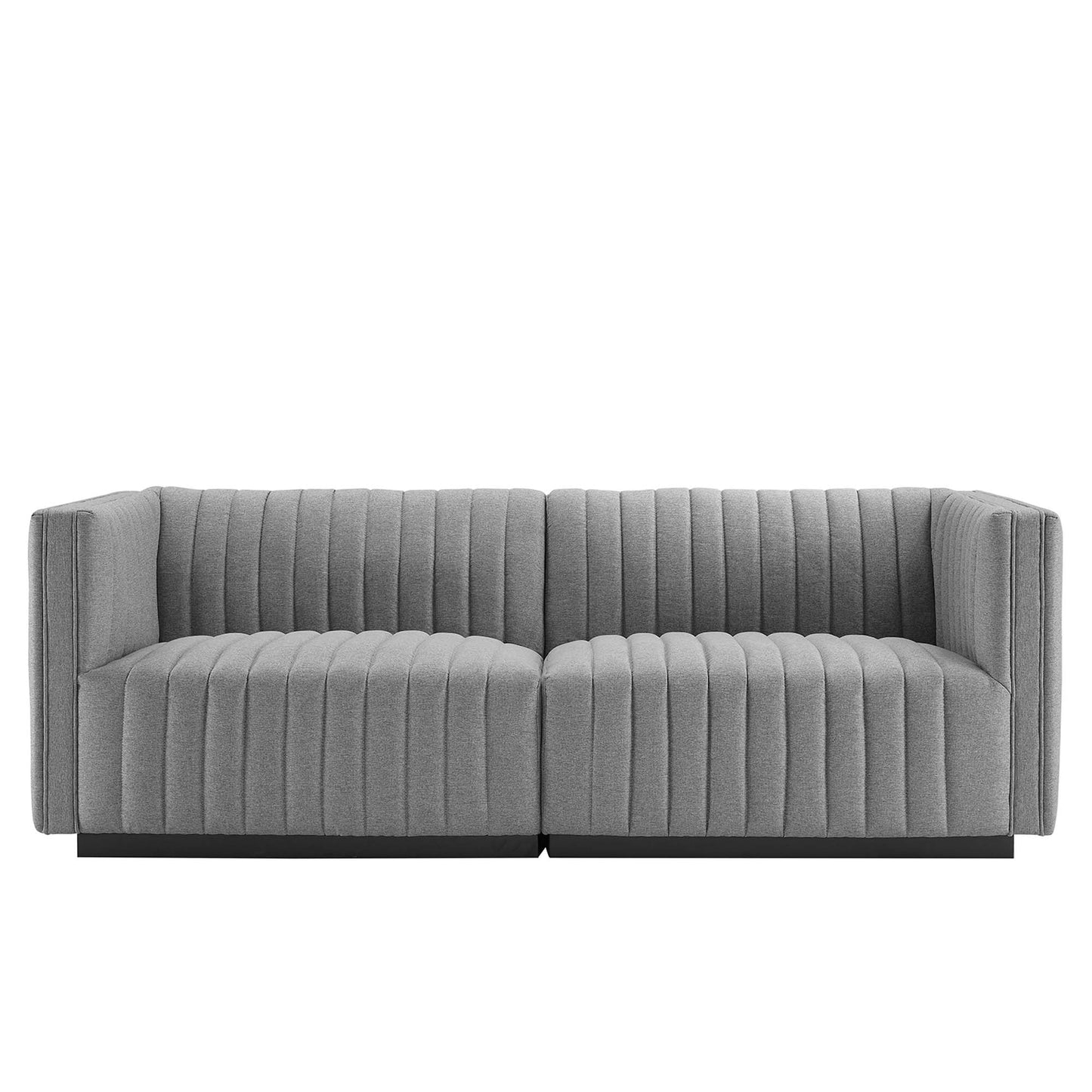 Modway Furniture Conjure Channel Tufted Upholstered Fabric Loveseat - Modern Elegance for Your Living Room Oasis - EEI-5786-BLK-WHI