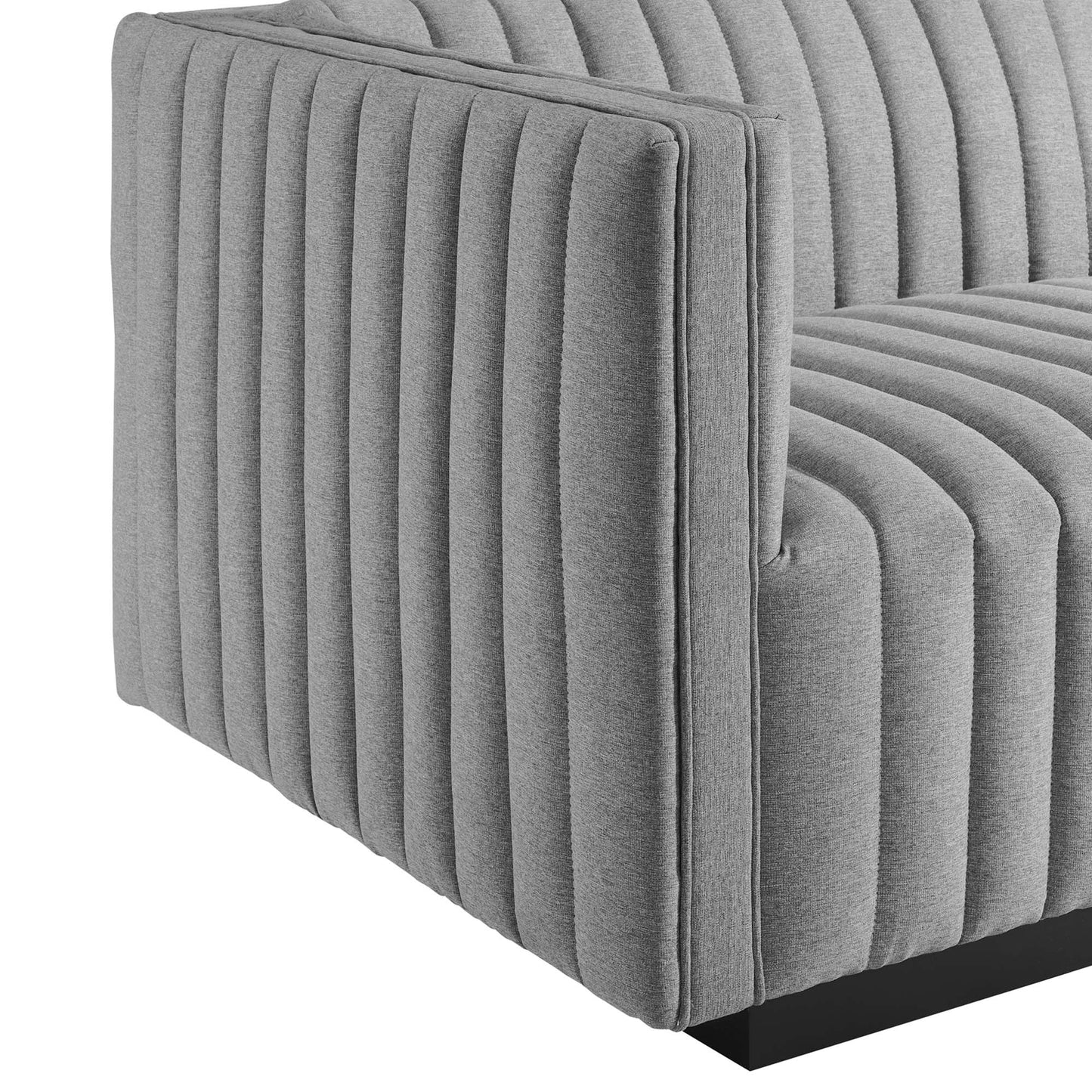 Modway Furniture Conjure Channel Tufted Upholstered Fabric Loveseat - Modern Elegance for Your Living Room Oasis - EEI-5786-BLK-WHI