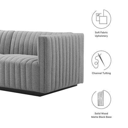 Modway Furniture Conjure Channel Tufted Upholstered Fabric Loveseat - Modern Elegance for Your Living Room Oasis - EEI-5786-BLK-WHI