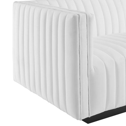 Modway Furniture Conjure Channel Tufted Upholstered Fabric Loveseat - Modern Elegance for Your Living Room Oasis - EEI-5786-BLK-WHI