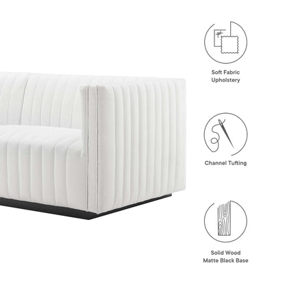 Modway Furniture Conjure Channel Tufted Upholstered Fabric Loveseat - Modern Elegance for Your Living Room Oasis - EEI-5786-BLK-WHI