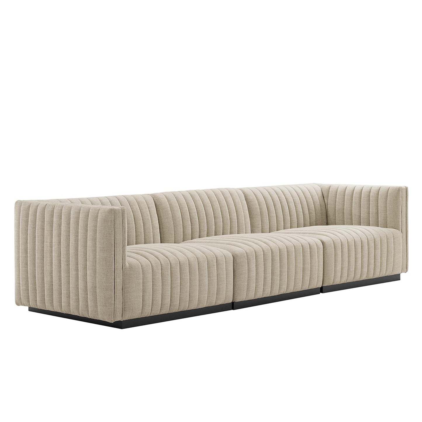 Modway Furniture Conjure Channel Tufted Upholstered Fabric Sofa by Modway - EEI-5787-BLK-LGR