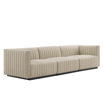 Modway Furniture Conjure Channel Tufted Upholstered Fabric Sofa by Modway - EEI-5787-BLK-LGR