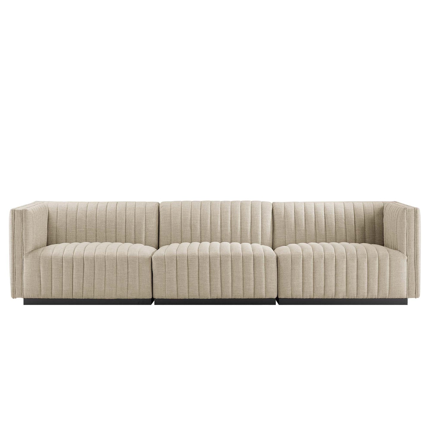 Modway Furniture Conjure Channel Tufted Upholstered Fabric Sofa by Modway - EEI-5787-BLK-LGR