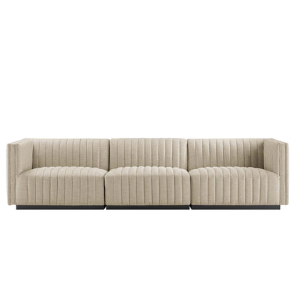 Modway Furniture Conjure Channel Tufted Upholstered Fabric Sofa by Modway - EEI-5787-BLK-LGR